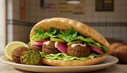 Falafel Sandwich at Falafil Al Rabiah Al Khadra Falafel Sandwich at Falafil Al Rabiah Al Khadra